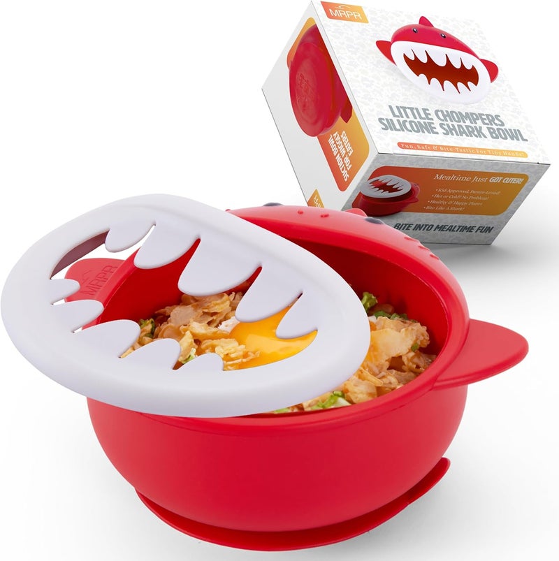 MRPR Chompers Silicone Shark Bowl - Baby & Toddler Suction-bowl - BPA-Free, Microwave & Dishwasher safe - Mess-Free Mealtime - Fun & Durable Snack-bowl for Kids - Strong Suction, Travel-Friendly - Image 3